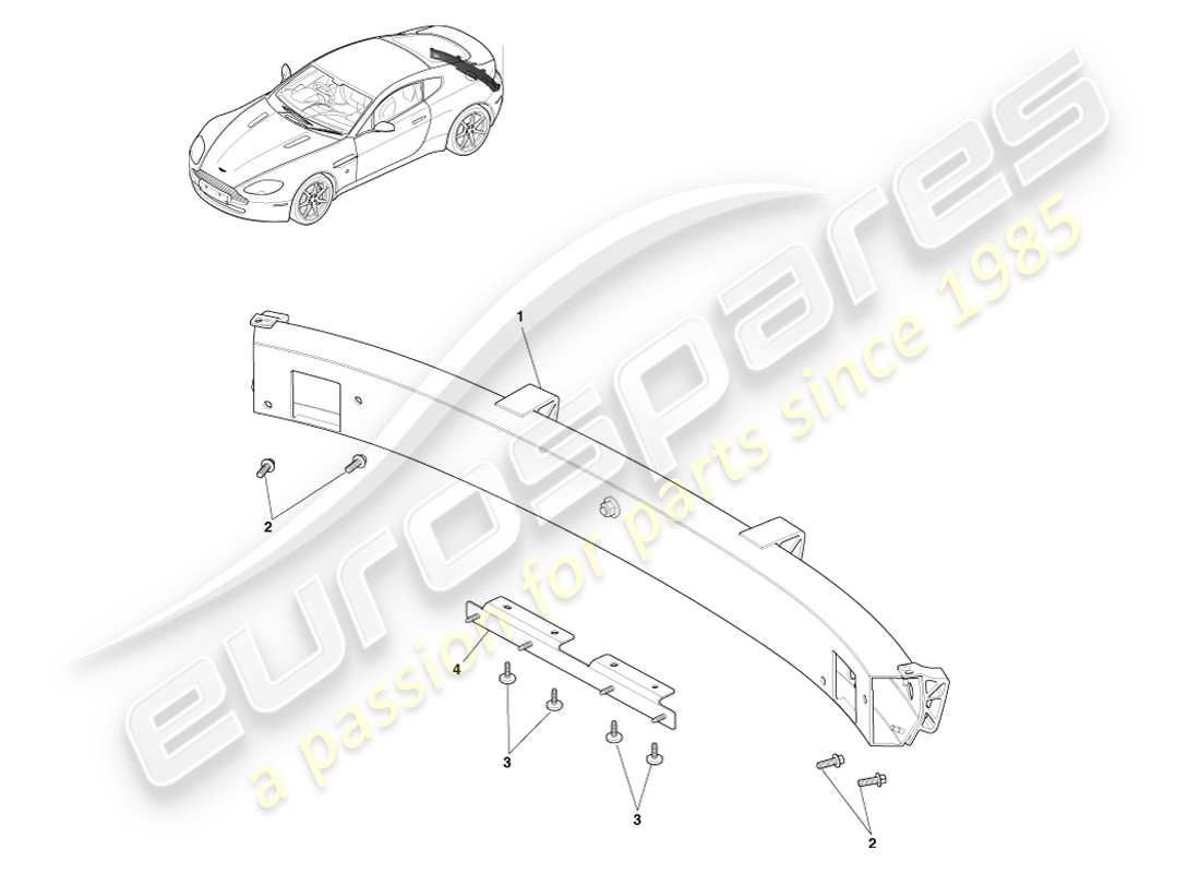 aston martin v8 vantage (2007) rear bumper armature part diagram