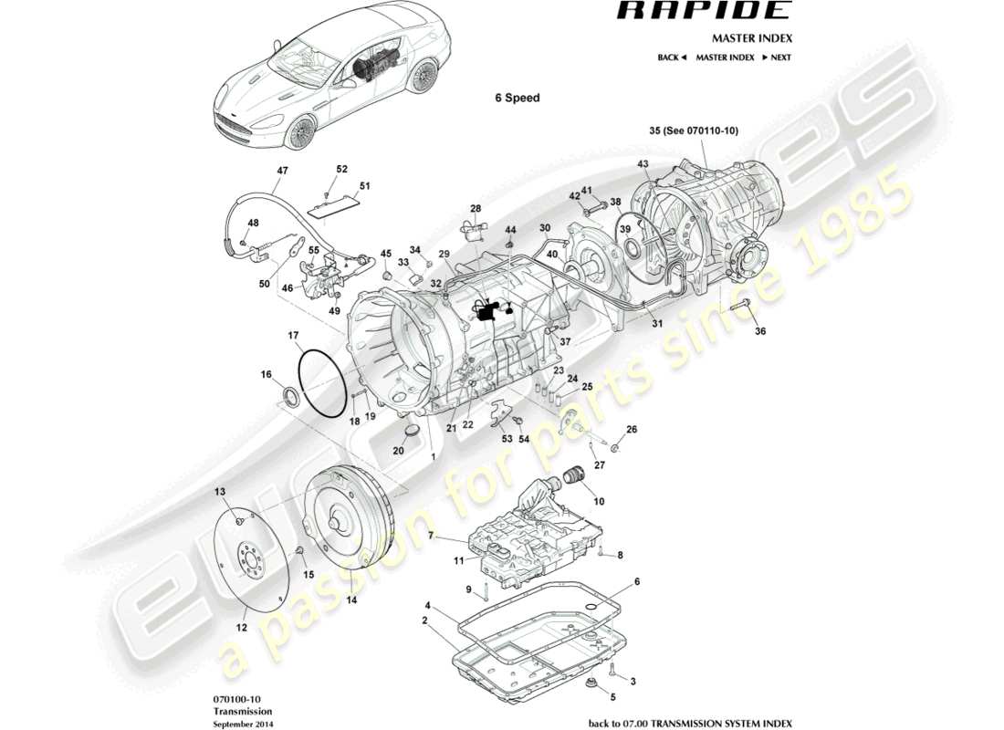 aston martin rapide (2010) transaxle parts diagram