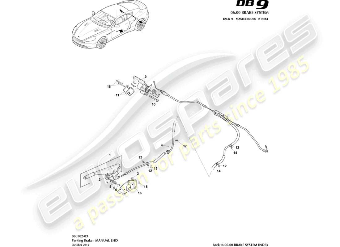 a part diagram from the aston martin db9 (2017) parts catalogue