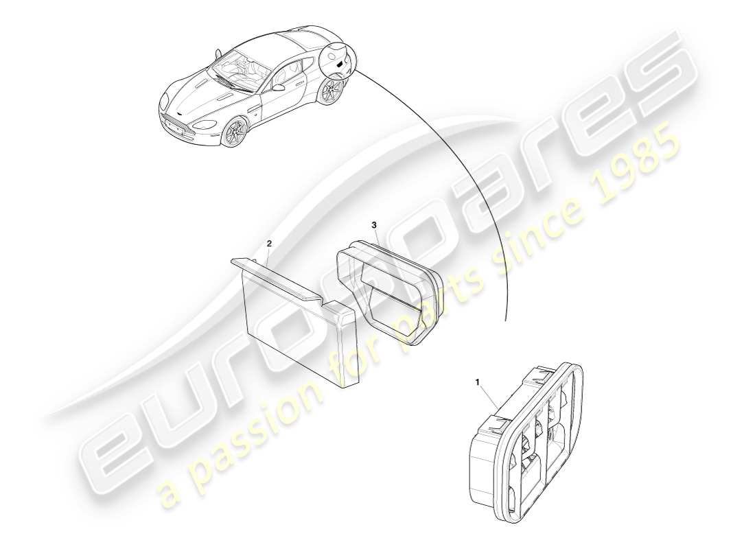 aston martin v8 vantage (2007) air extraction components part diagram