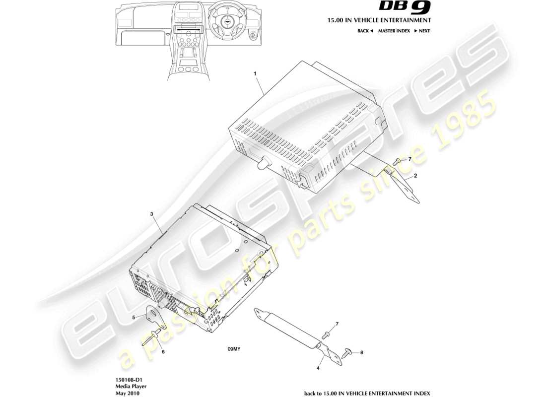 aston martin db9 (2007) media player part diagram