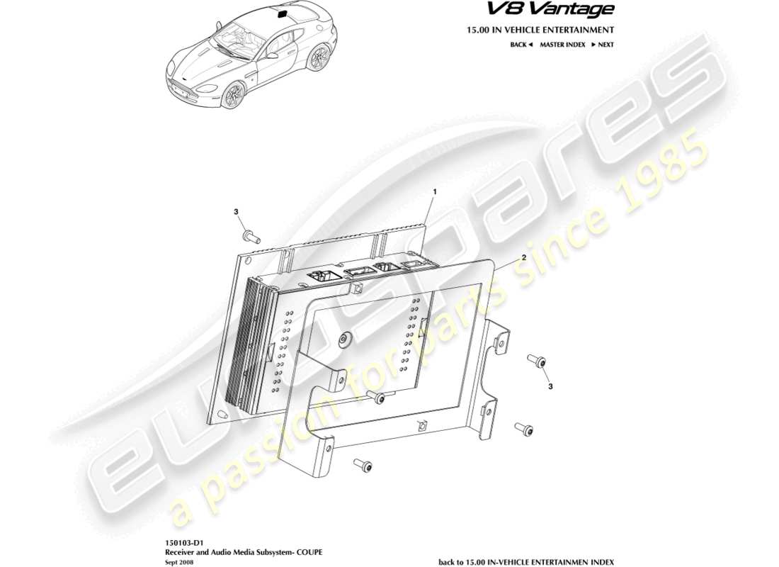 aston martin v8 vantage (2008) amplifier, coupe part diagram