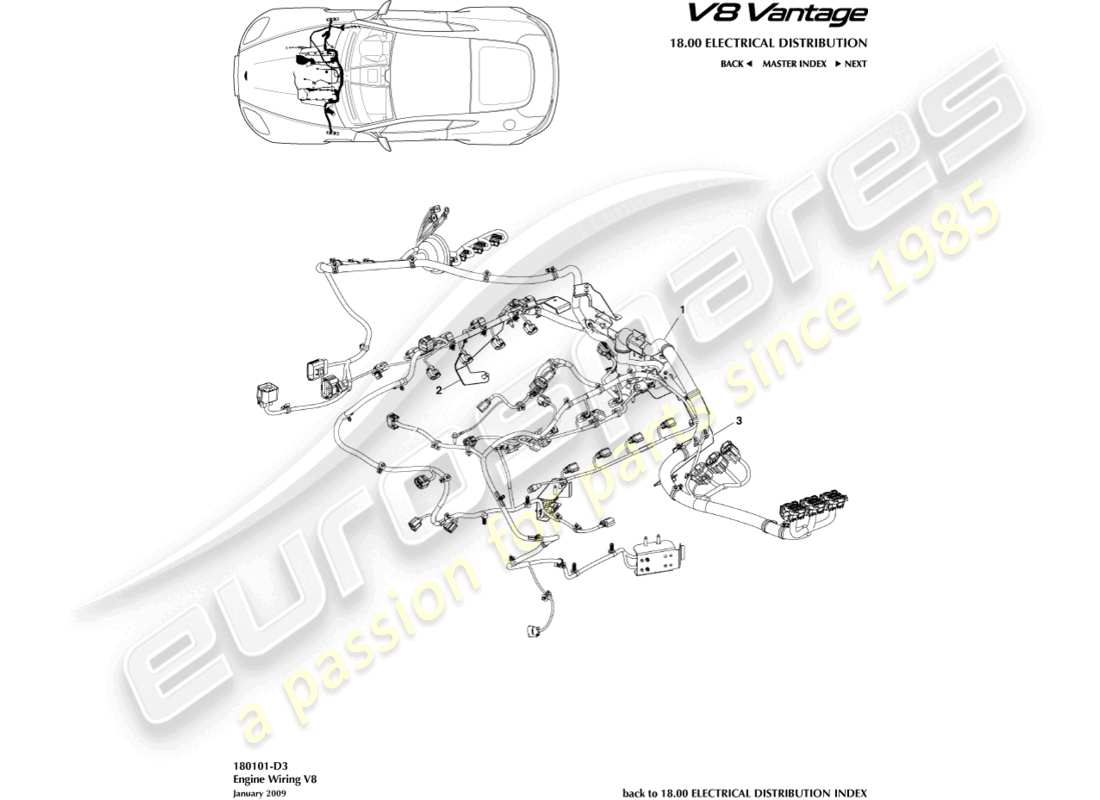 aston martin v8 vantage (2016) engine harness part diagram