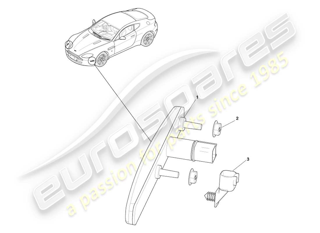 aston martin v8 vantage (2005) front side markers part diagram