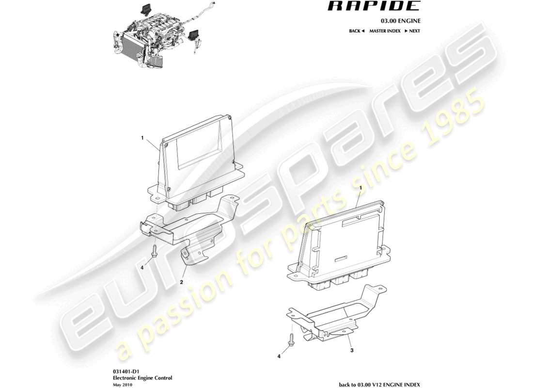 aston martin rapide (2011) electronic engine control part diagram