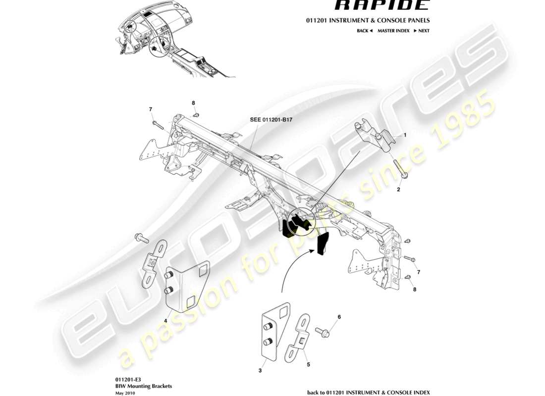 aston martin rapide (2019) ccb to biw brackets part diagram