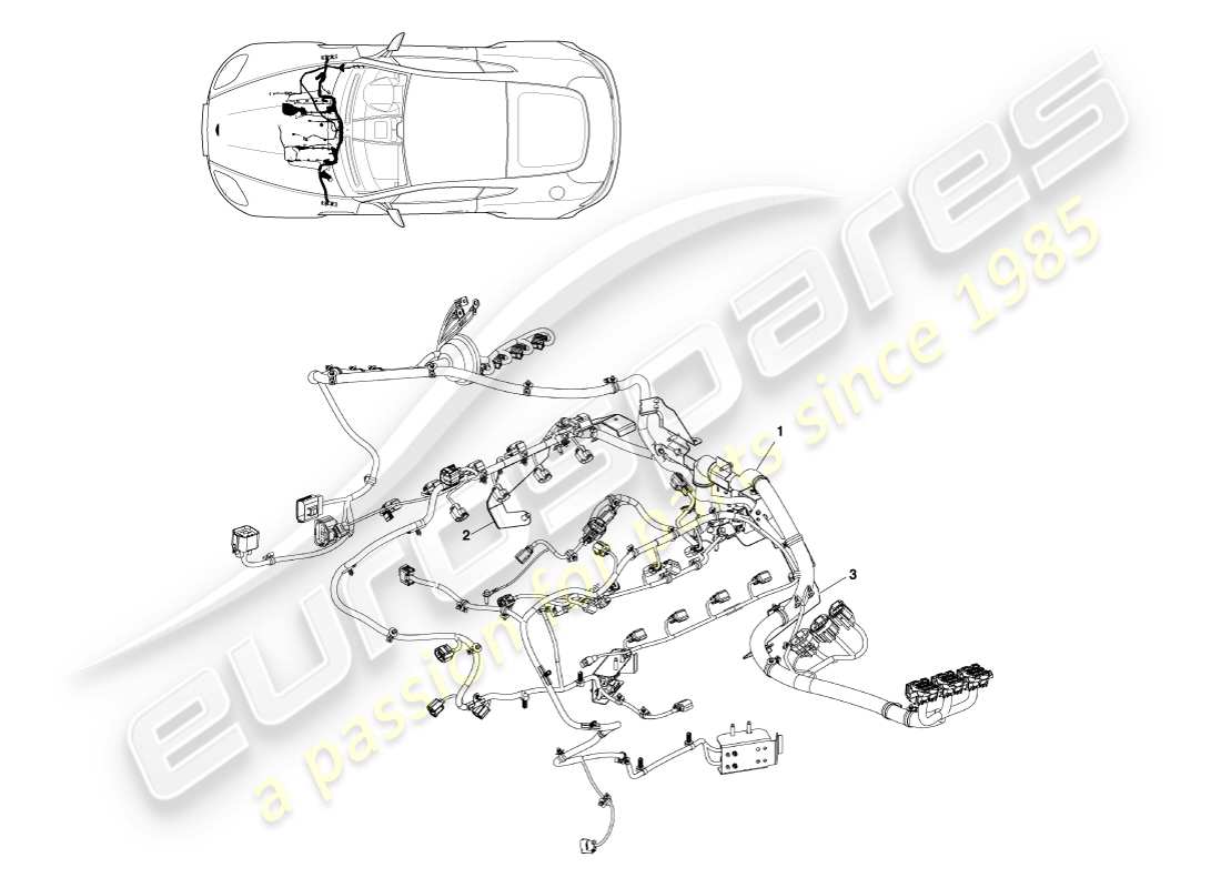 aston martin v8 vantage (2005) engine harness part diagram