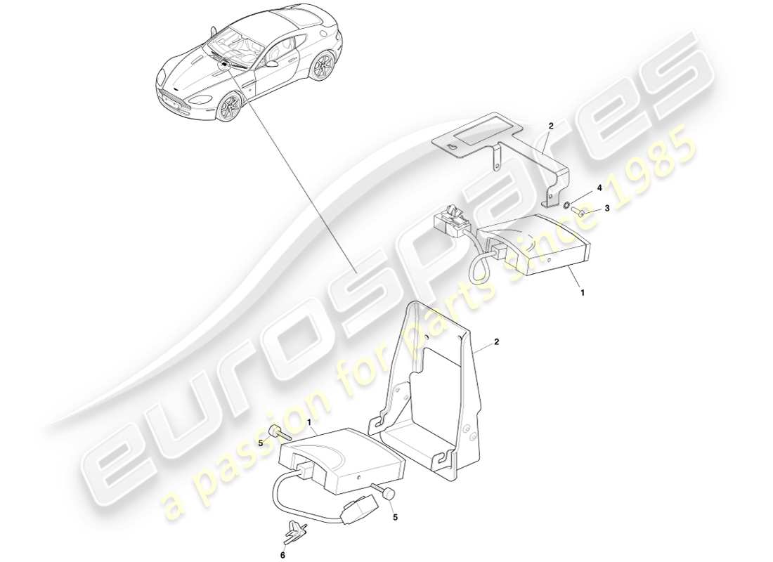 aston martin v8 vantage (2005) tyre pressure module part diagram