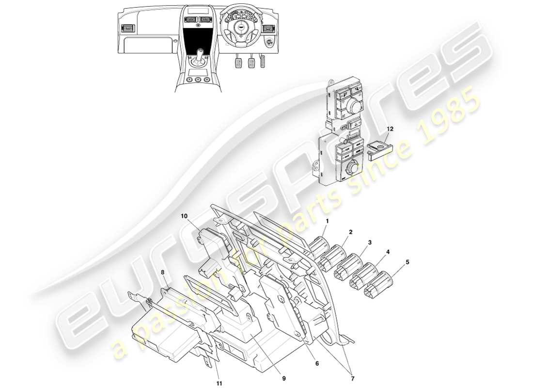 aston martin v8 vantage (2005) media controls part diagram