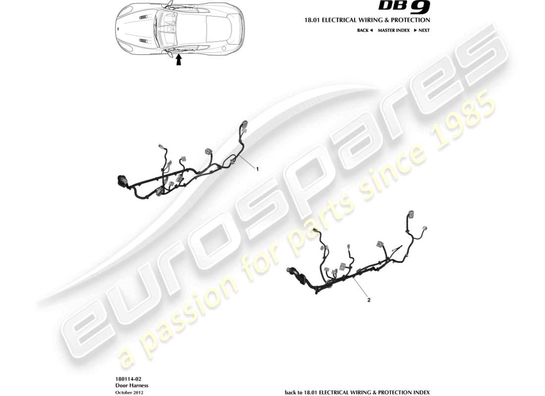 aston martin db9 (2014) door harness part diagram