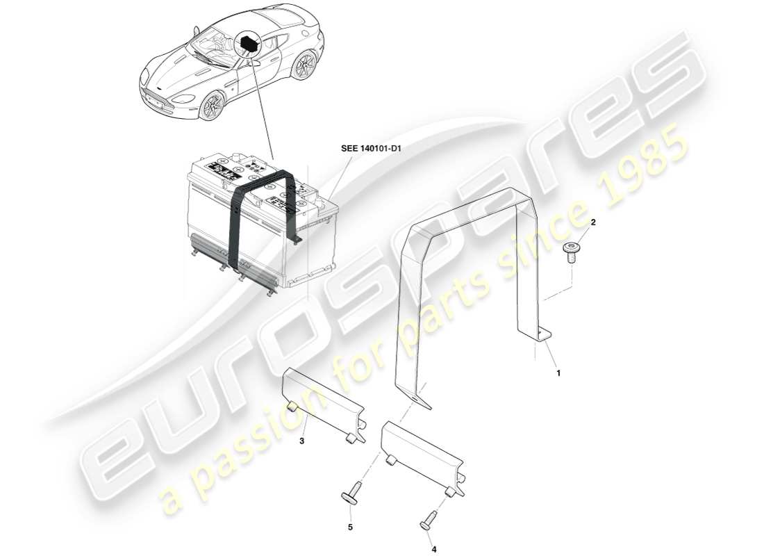 aston martin v8 vantage (2007) battery hold downs part diagram