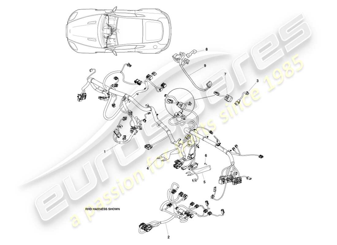 aston martin v8 vantage (2007) ip harness, 12my part diagram