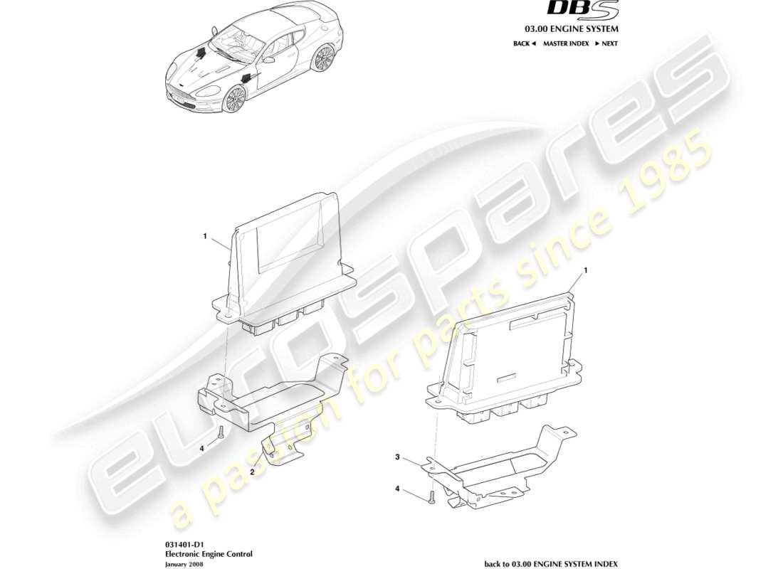 aston martin dbs (2007) electronic engine control parts diagram