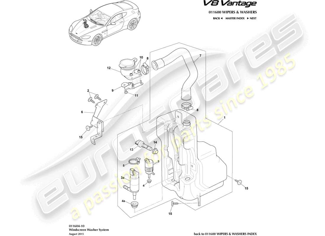 aston martin v8 vantage (2014) washer bottle part diagram