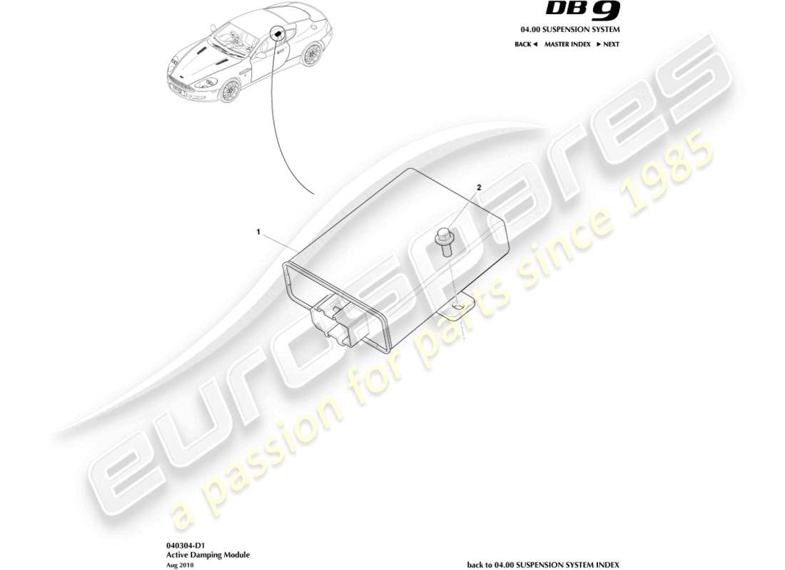 aston martin db9 (2004) active damping module parts diagram