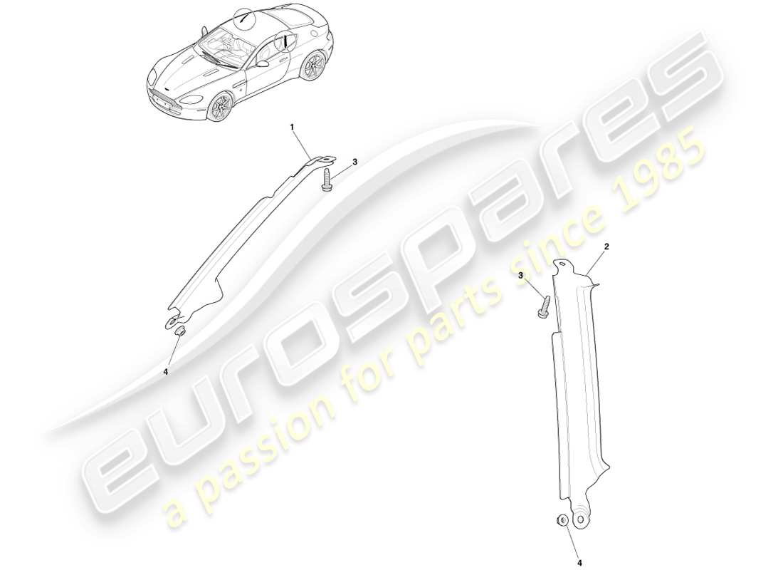 aston martin v8 vantage (2005) b pillar assembly part diagram