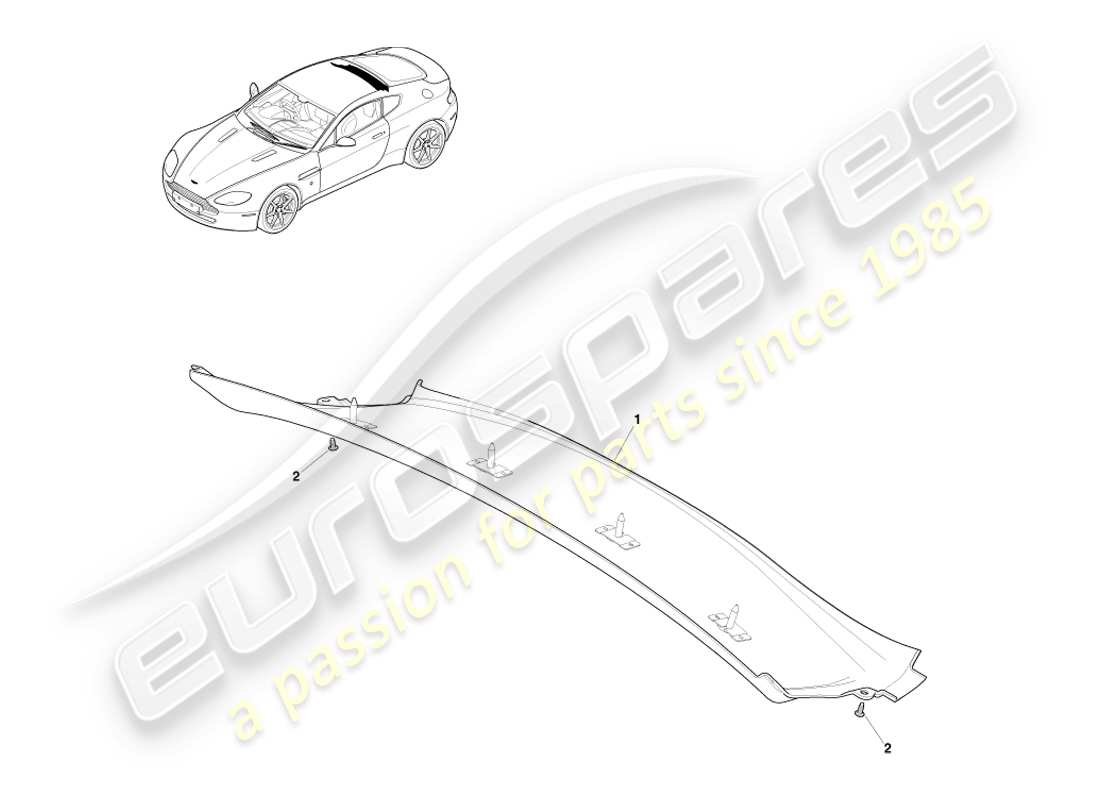 aston martin v8 vantage (2005) header trim, rear, coupe part diagram