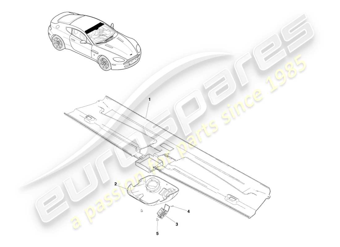 aston martin v8 vantage (2005) header trim, coupe part diagram