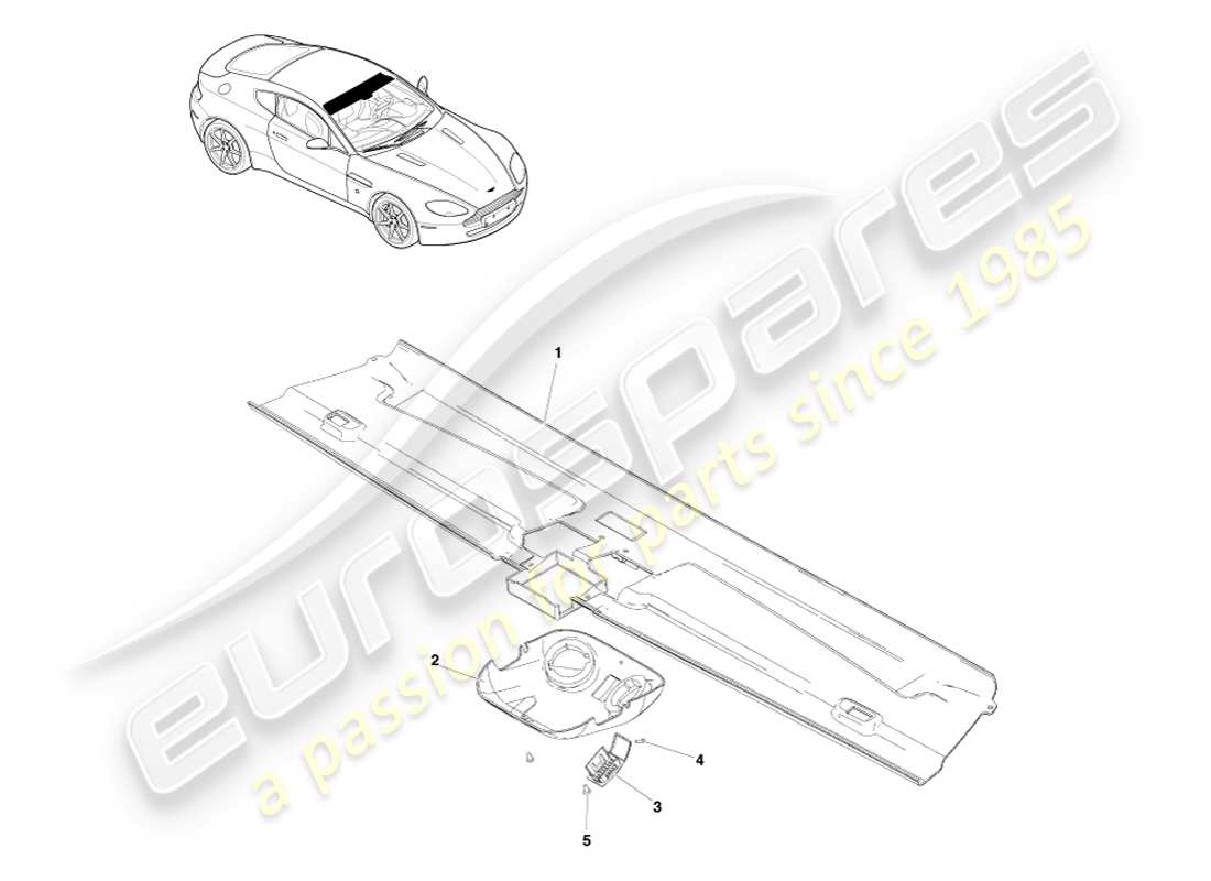 aston martin v8 vantage (2007) header trim, coupe part diagram