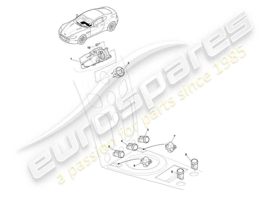 aston martin v8 vantage (2007) centre stack switches, manual, 16my part diagram