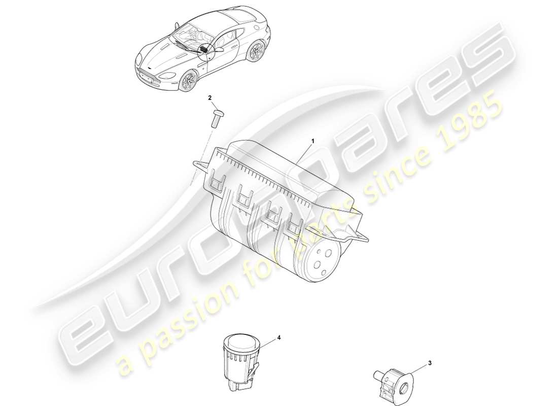 aston martin v8 vantage (2007) passenger airbag part diagram