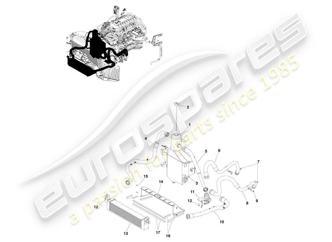 aston martin v8 vantage (2007) engine lubrication, line fit part diagram