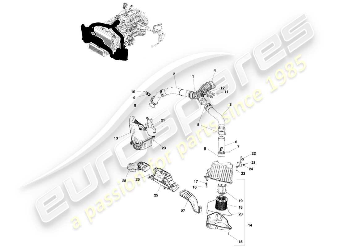 aston martin v8 vantage (2007) air charging part diagram