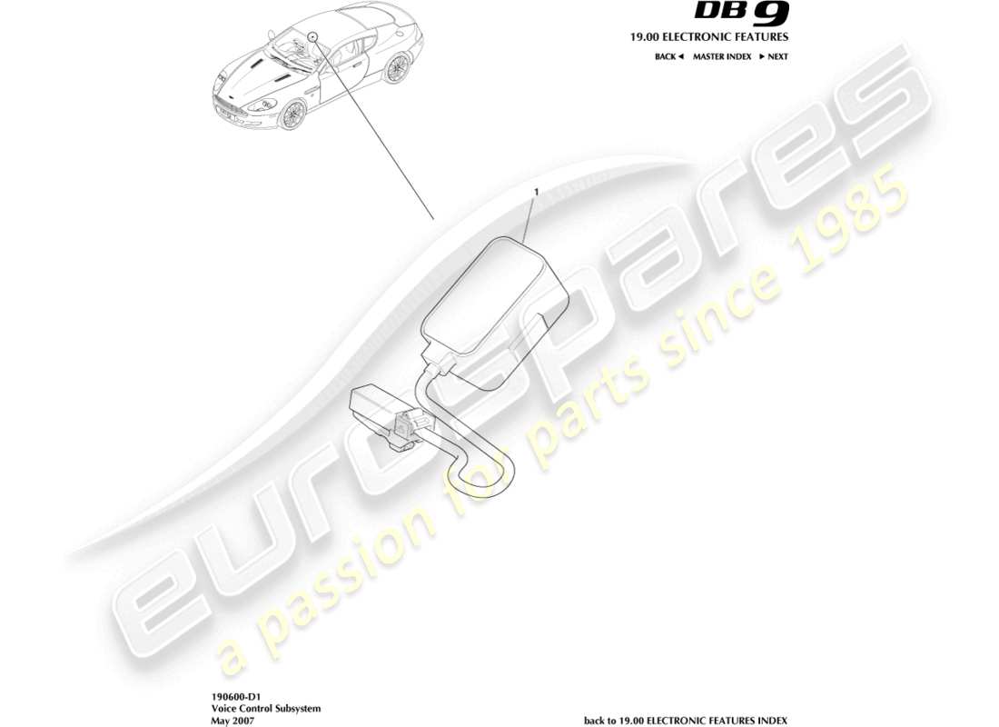 aston martin db9 (2011) voice control subsystem part diagram