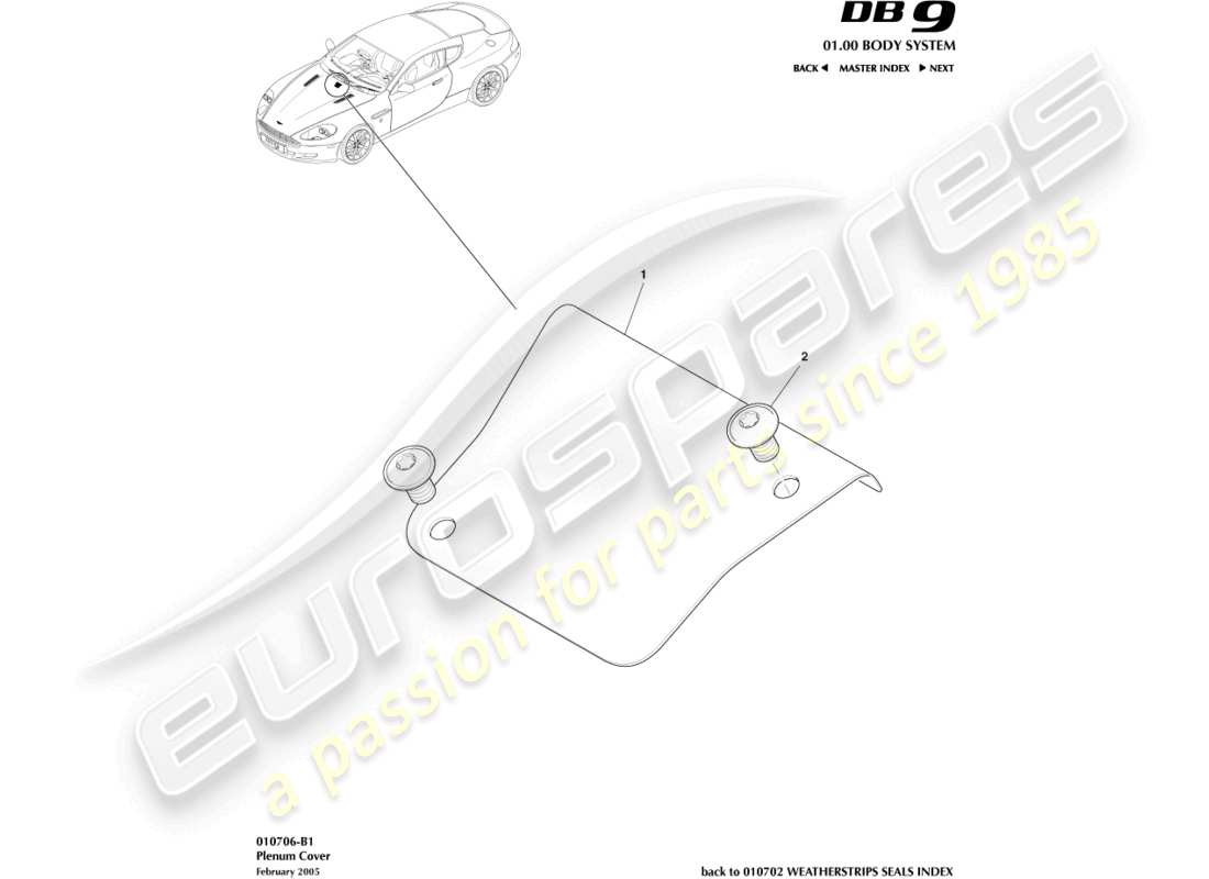 aston martin db9 (2004) plenum cover parts diagram