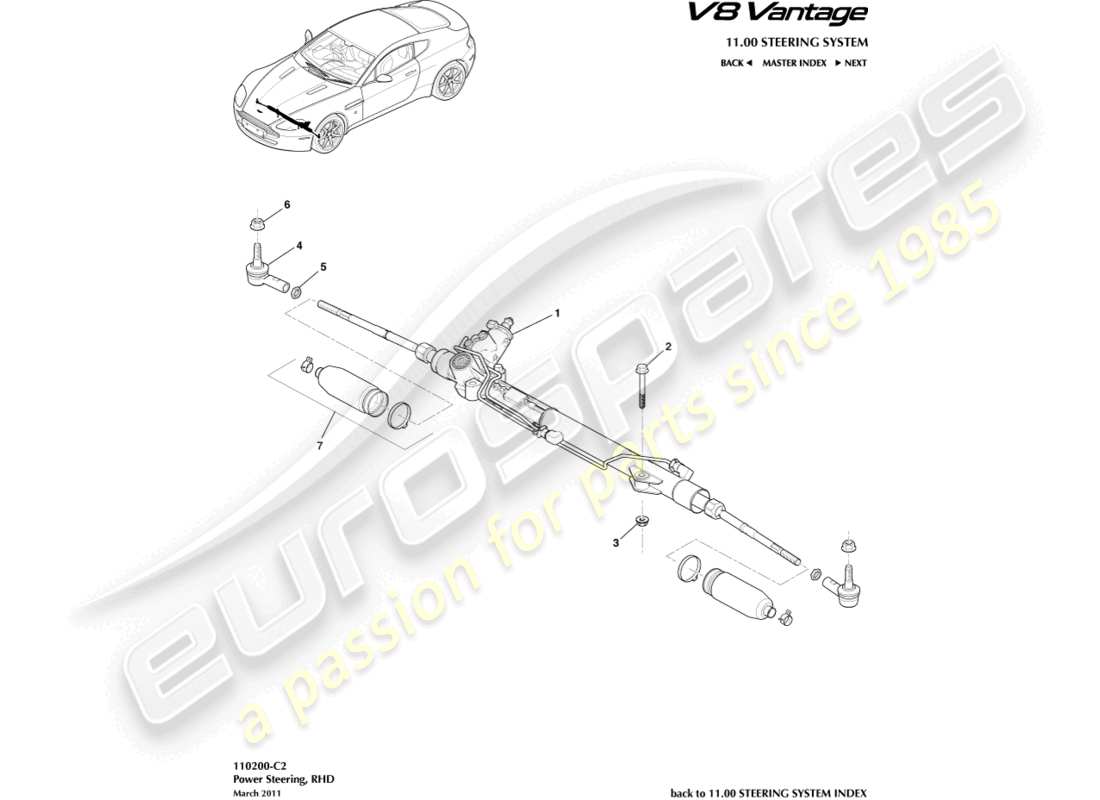 aston martin v8 vantage (2016) power steering, rhd part diagram