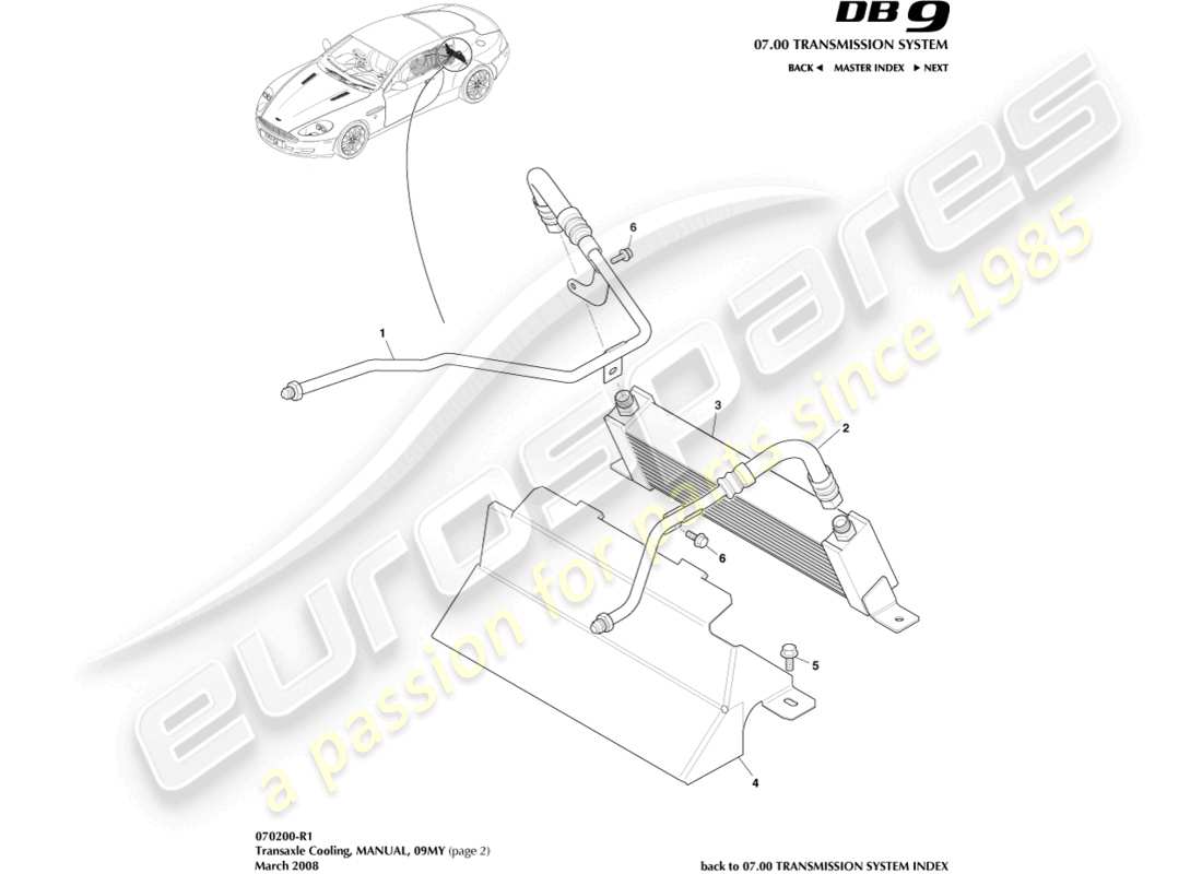 aston martin db9 (2007) transaxle cooling, manual, 09my part diagram