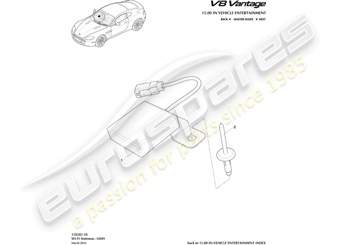 aston martin v8 vantage (2012) wi-fi antenna, 16my part diagram