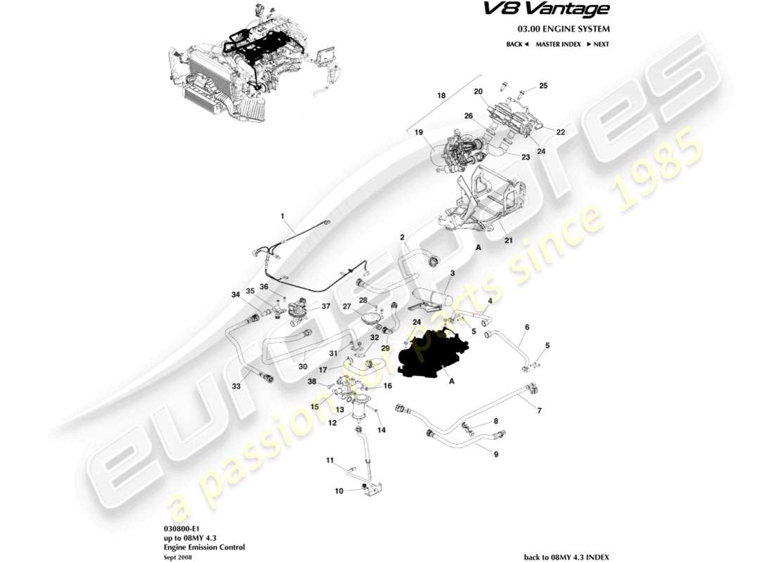 aston martin v8 vantage (2008) emission control part diagram