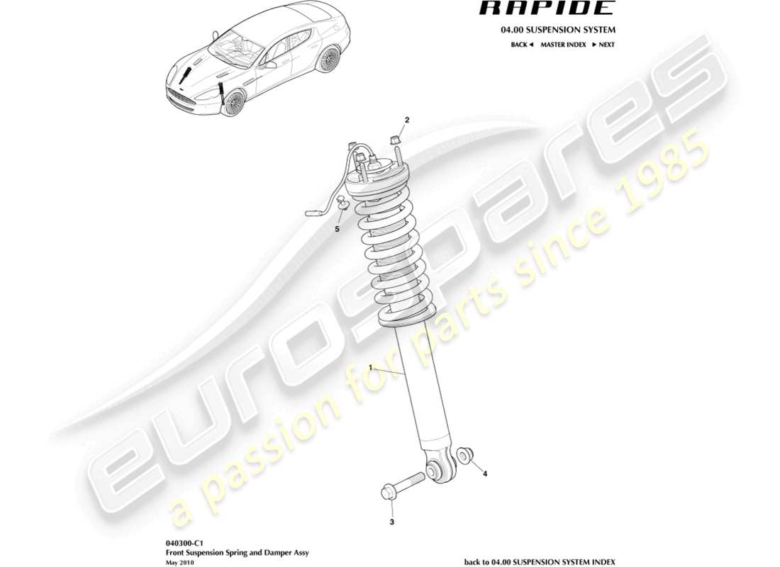 aston martin rapide (2011) front spring & damper part diagram