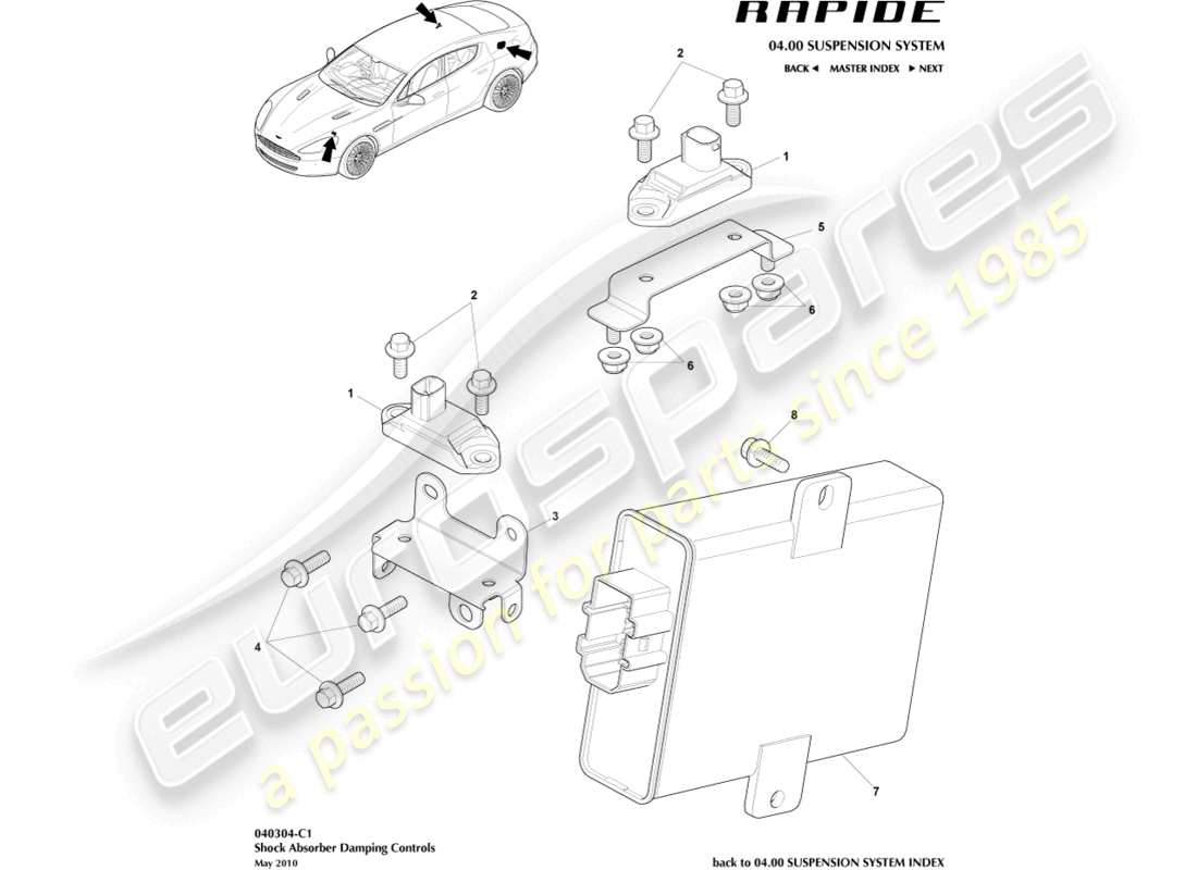 aston martin rapide (2011) active damping module part diagram