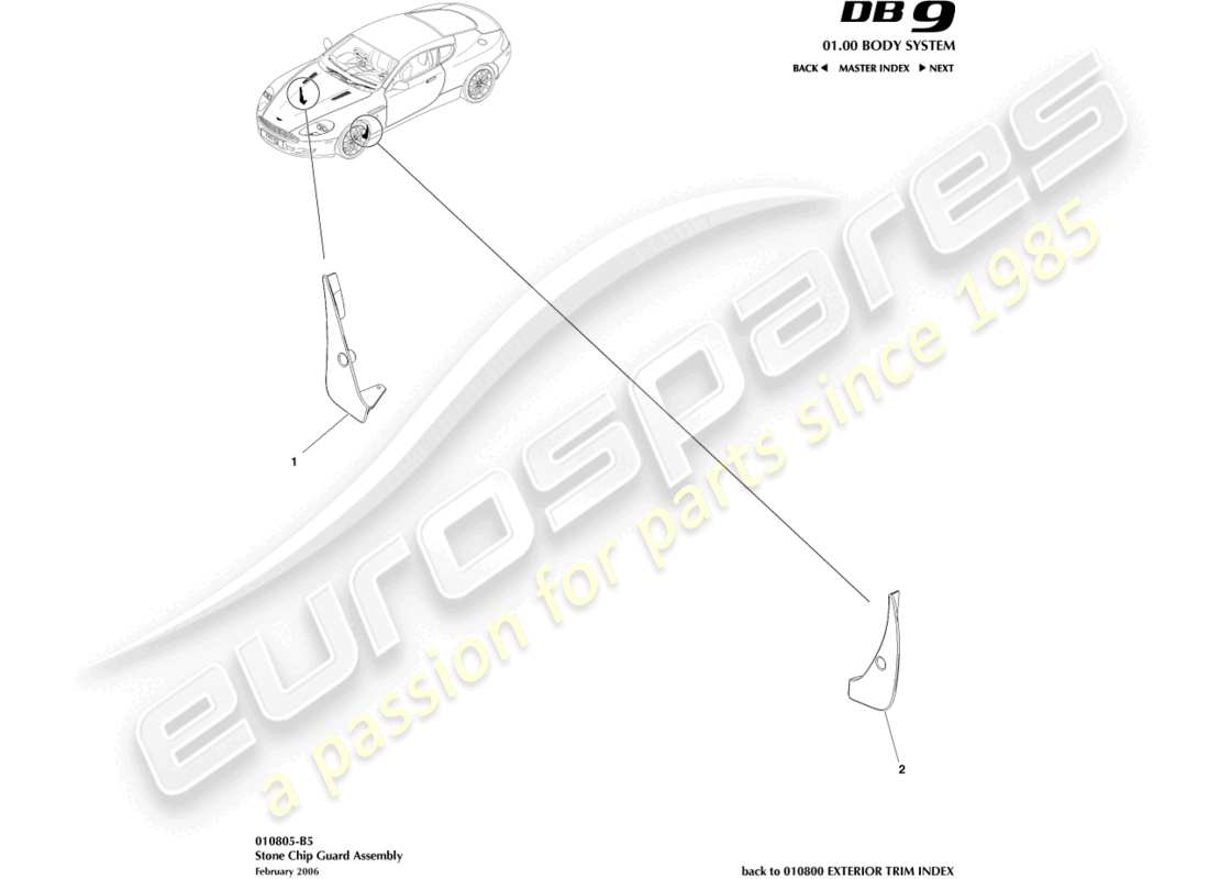 aston martin db9 (2012) stonechip guard part diagram