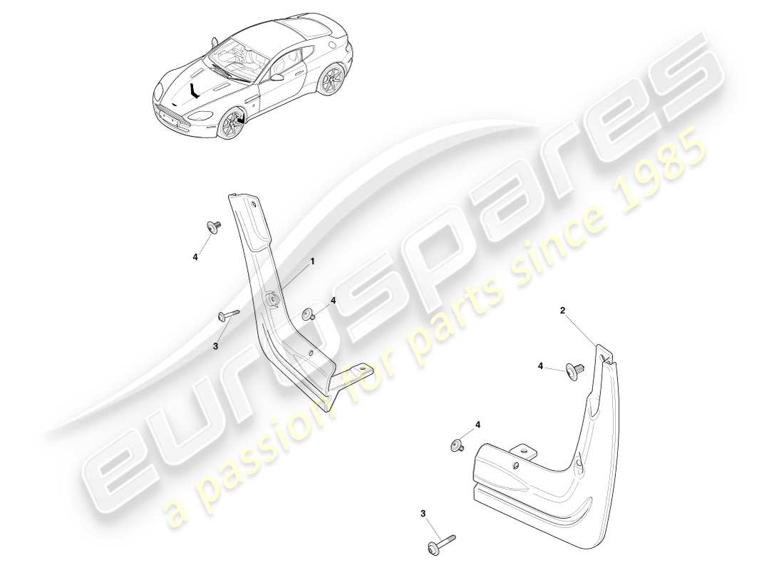 aston martin v8 vantage (2005) stone chip guards part diagram