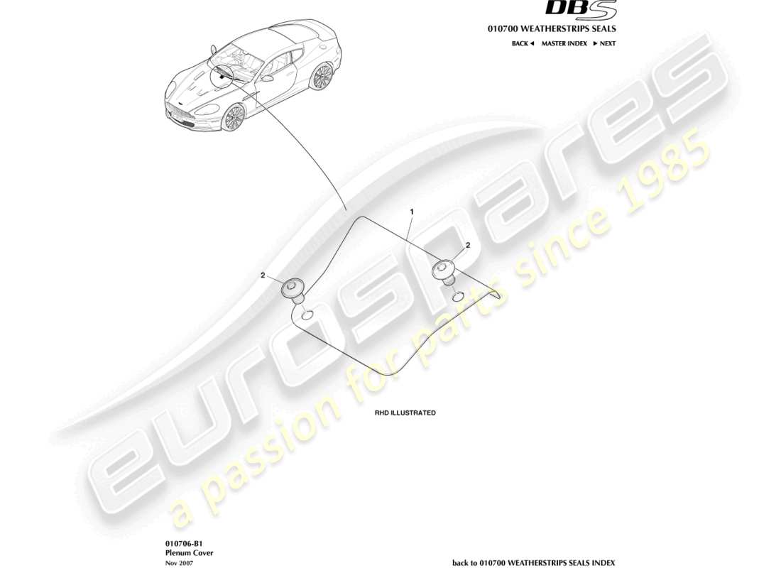 aston martin dbs (2007) plenum cover parts diagram