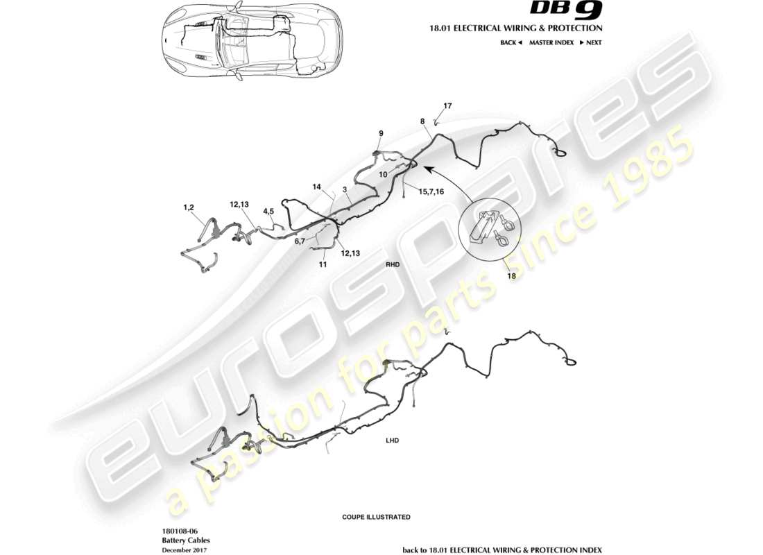 aston martin db9 (2014) battery cables part diagram