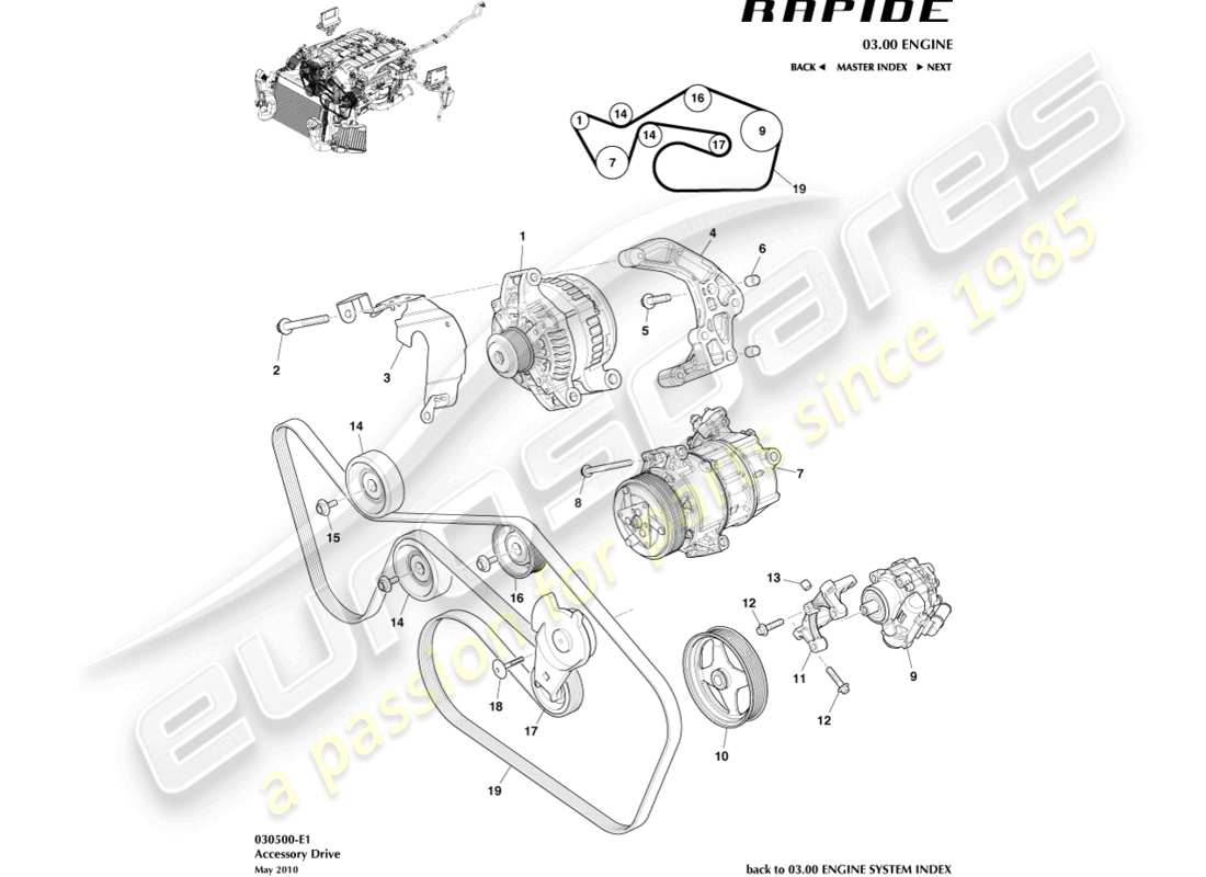 aston martin rapide (2019) accessory drive part diagram