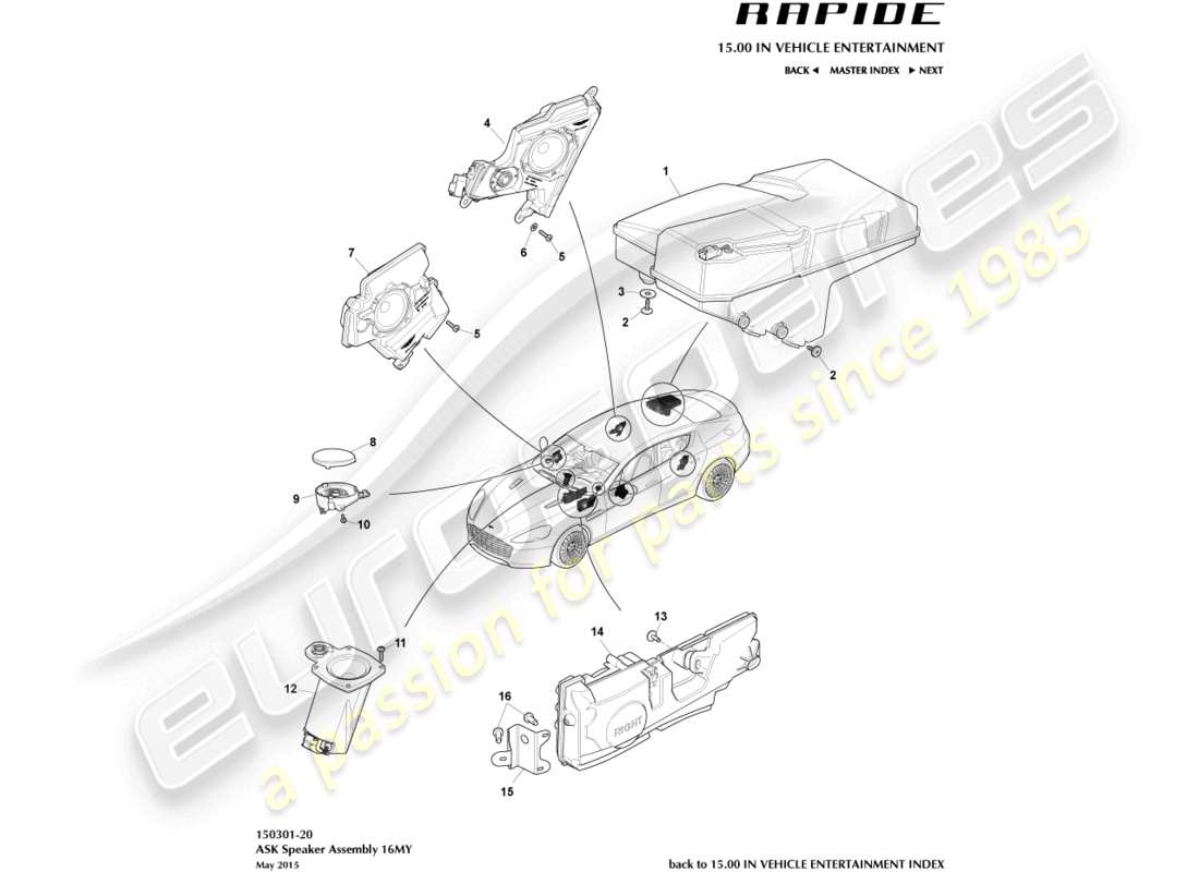 aston martin rapide (2010) speakers, ask parts diagram