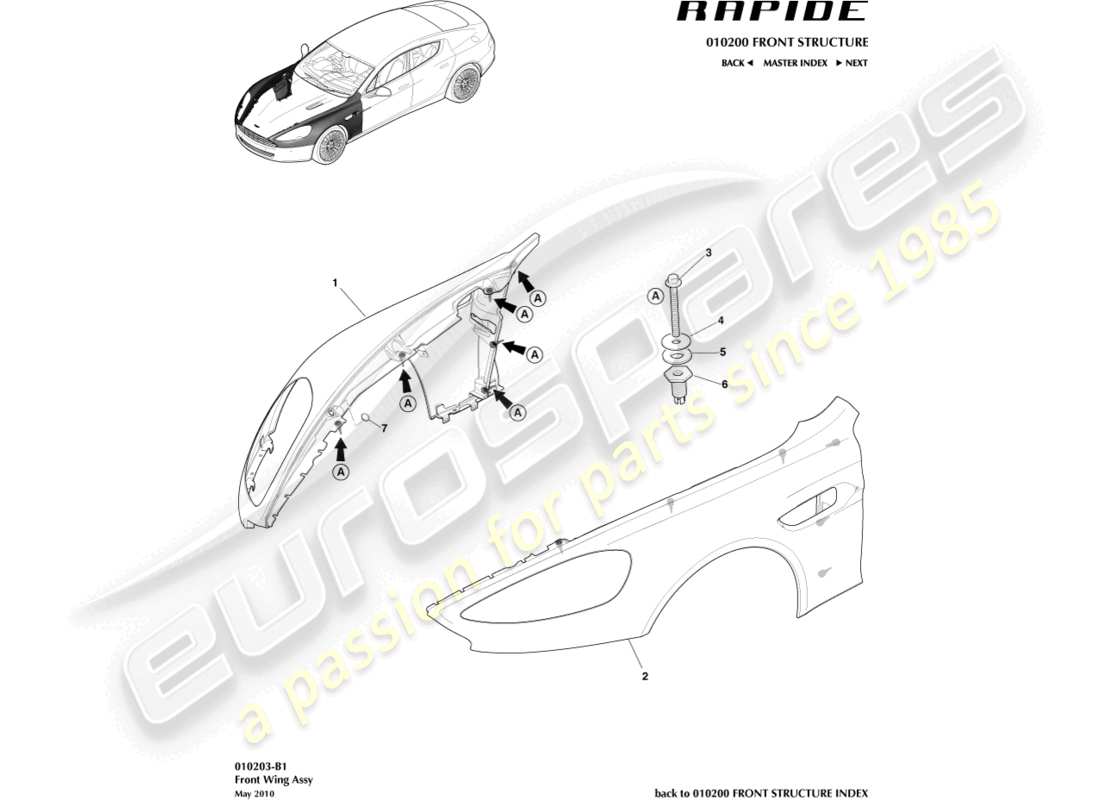 aston martin rapide (2019) front wings part diagram