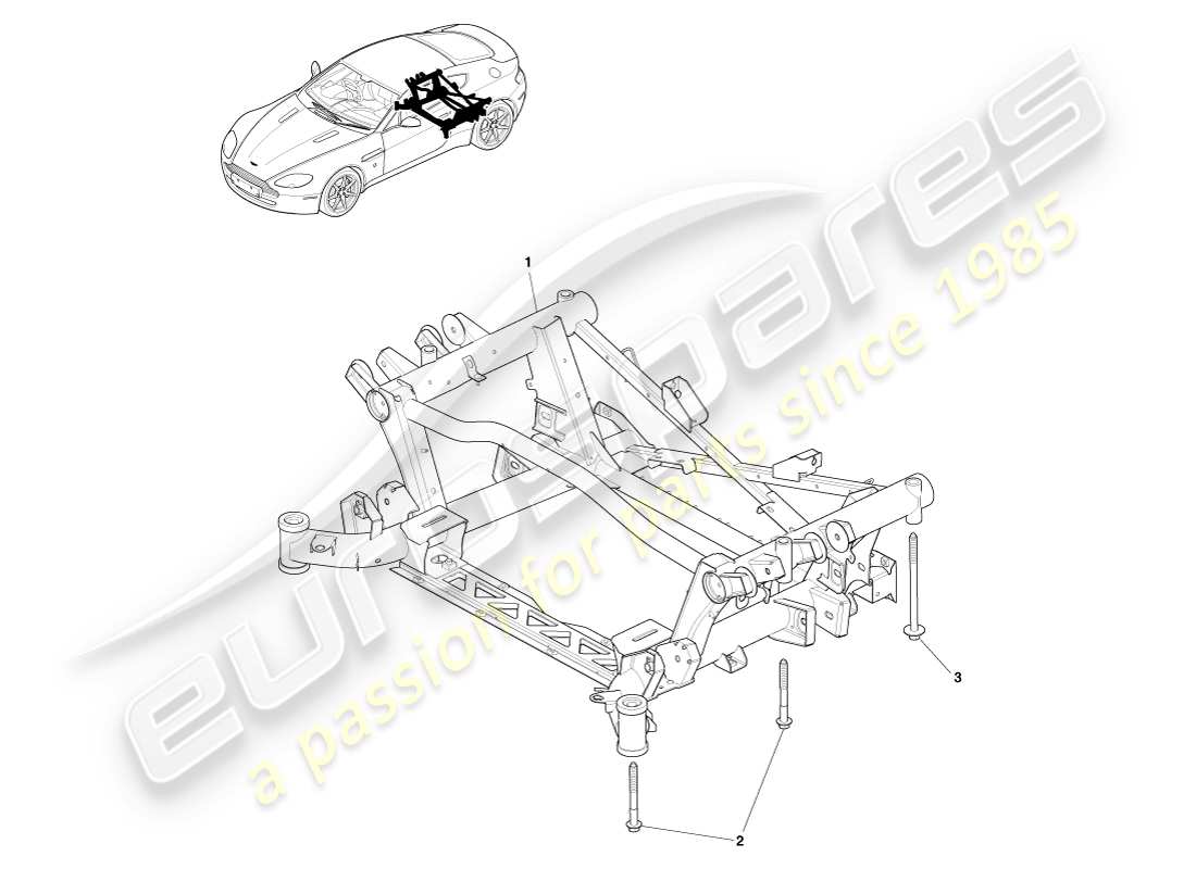 aston martin v8 vantage (2005) rear subframe part diagram