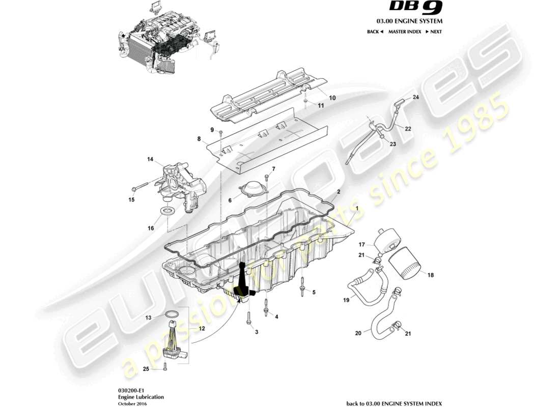 aston martin db9 (2007) engine lubrication part diagram