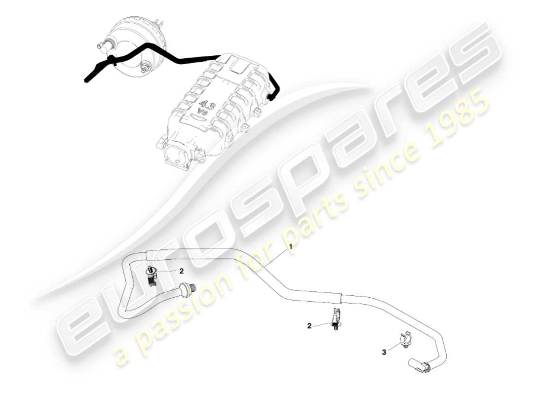 aston martin v8 vantage (2007) vacuum pipe, rhd part diagram