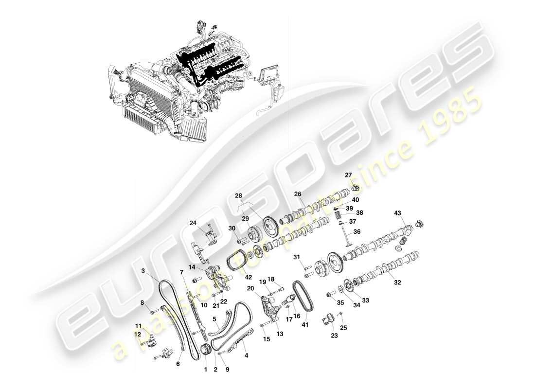 aston martin v8 vantage (2005) valve train part diagram