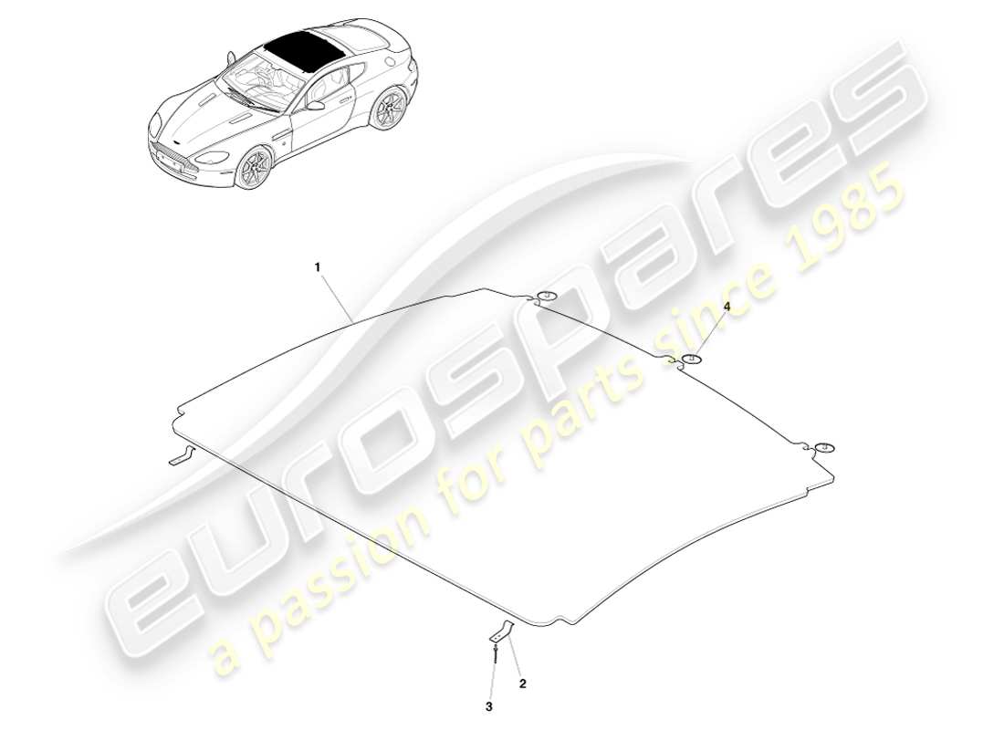 aston martin v8 vantage (2005) headliner assy part diagram