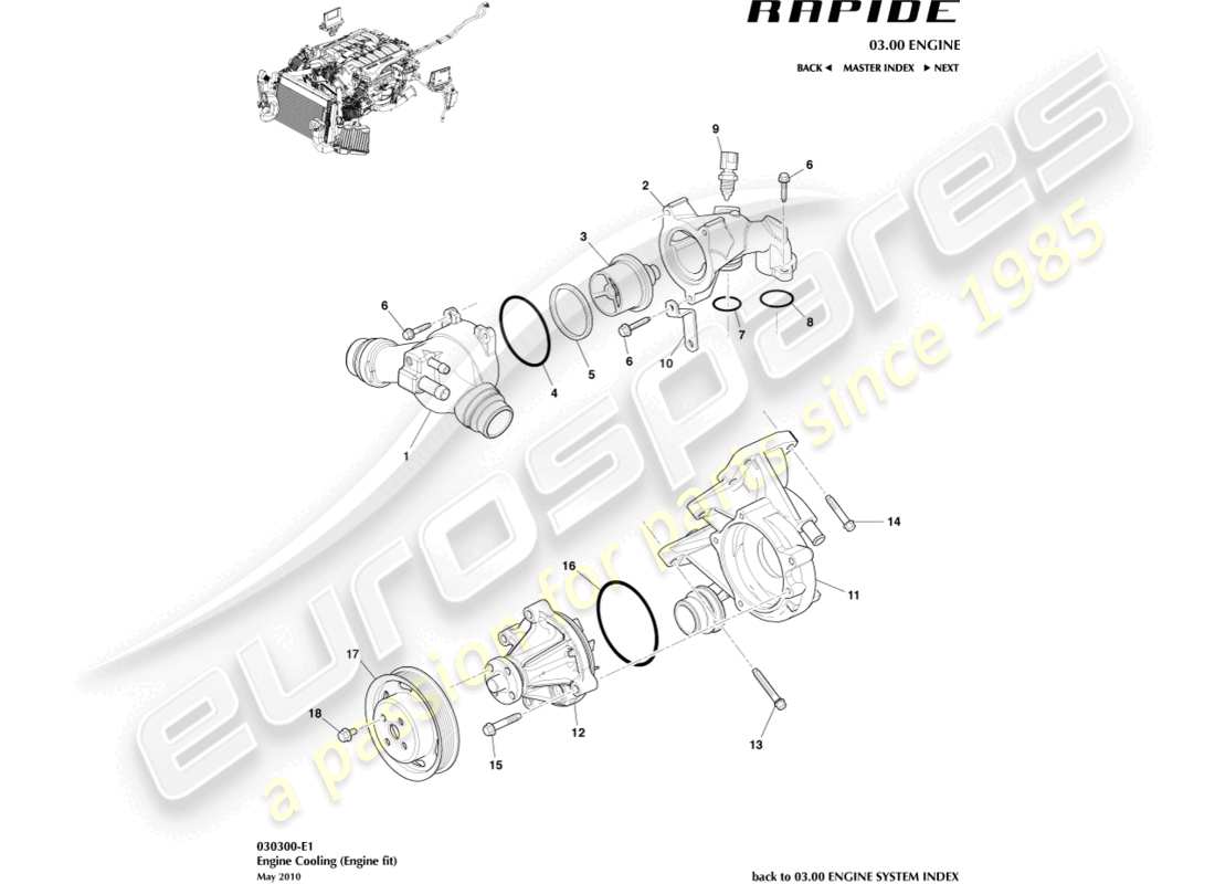 aston martin rapide (2010) engine cooling parts diagram