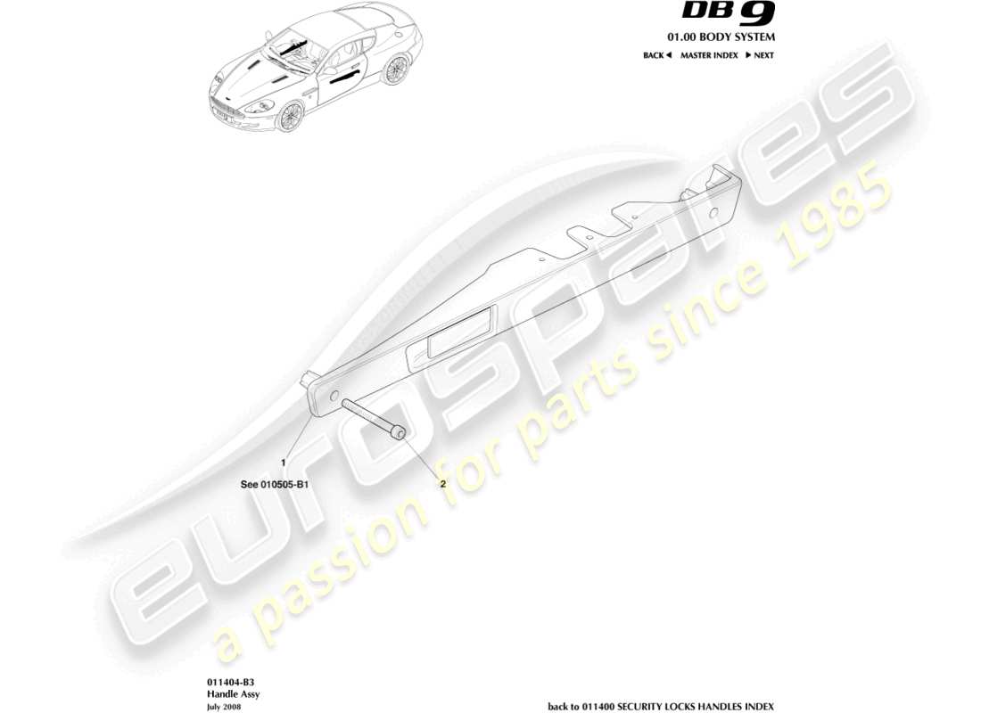 aston martin db9 (2012) handle assembly part diagram