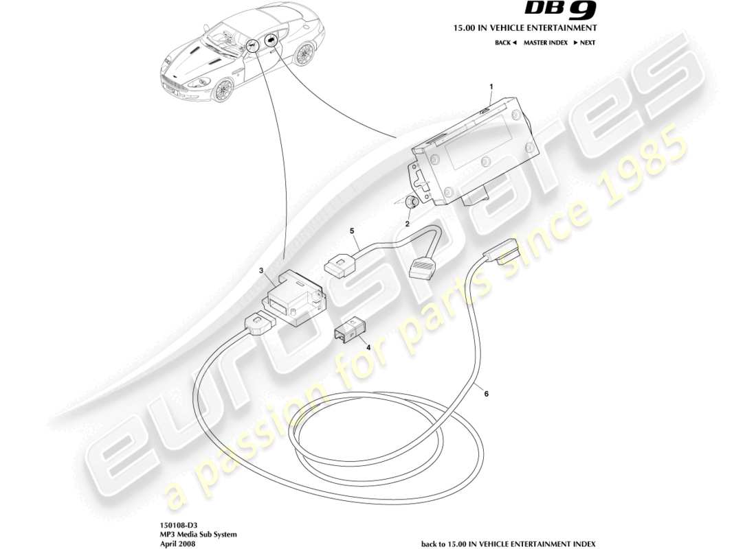 aston martin db9 (2012) mp3 media part diagram